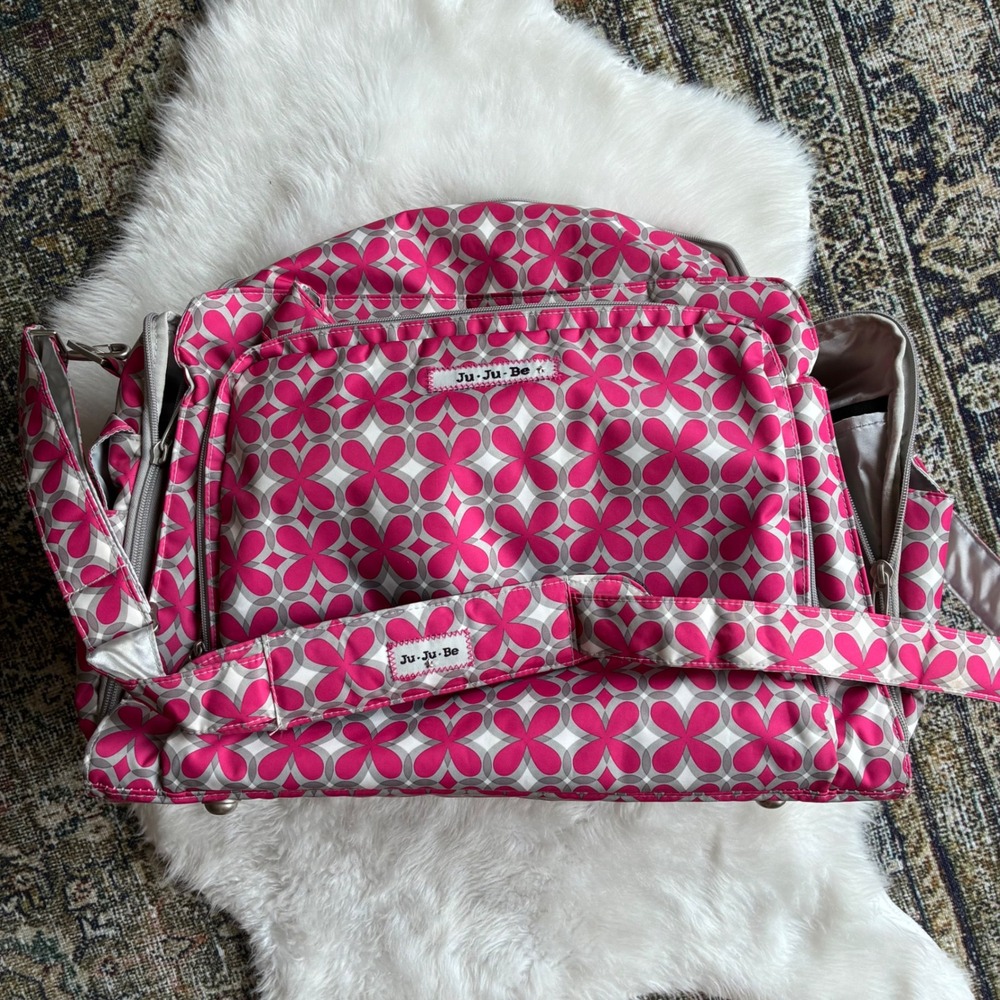 Ju Ju Be Be Prepared Pink Pinwheel Diaper Bag Large Floral Travel Tote - Picture 16 of 16